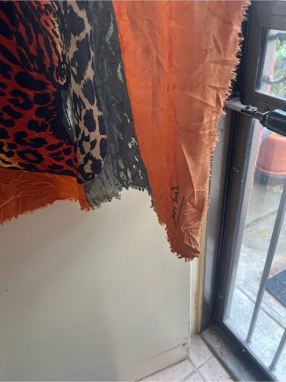 Vintage Gant Gaither Leopard Prin Scarf with Orange & Black Colorblocks